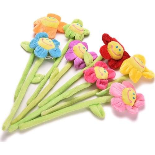 8 PCS Cartoon Simulation Sunflower Plush Toys for Children A bunch of Flowers Home Decoration Stuffed Plant PP Cotton Doll