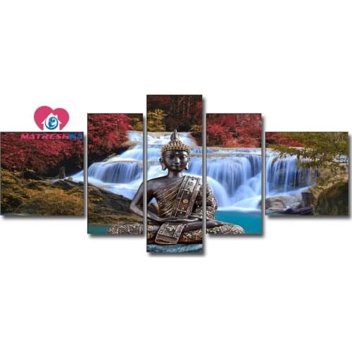 Diamond painting buddha 3d diamond painting full square diamond art landscapes waterfall home decor painting triptych Crafting