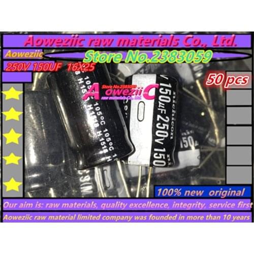 Aoweziic 50 PCS 250V 150UF 16X25 high frequency low resistance electrolytic capacitor 150UF 250V 16*25