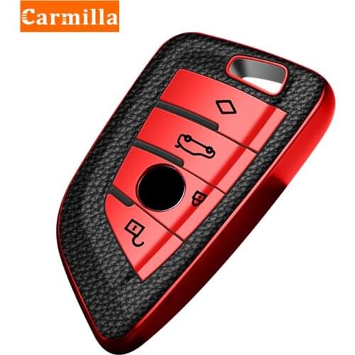 Carmilla TPU Leather Car Key Holder Case Cover Protector For BMW X1 X3 X5 X6 1 2 5 7 Series F15 F16 E53 E70 E39 F10 F30 G30
