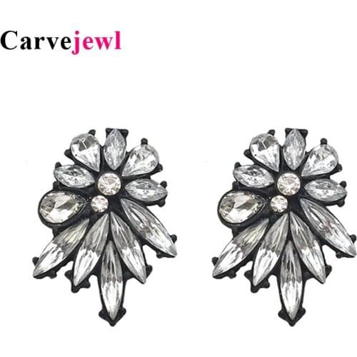 Carvejewl Elegant crystal Rhinestone Chandelier Stud Earrings for Chic Women Ladys Jewelry horse eye stone gold plating earring