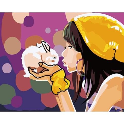 Cioioil-C272 girls and rabbits Painting By Numbers Canvas Painitng Home Wall Art Picture Coloring By Numbers