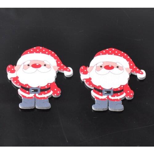 Santa Claus Shaped Wooden Buttons Botones Sewing Handmade Scrapbooking Christmas Craft Accessories 36x40mm 50pcs MT0419