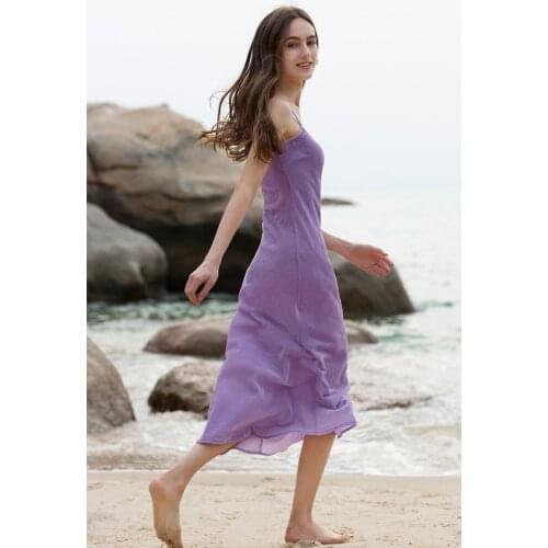 Purple Dress Womens New Product in Spring and Summer 2021 Velvet Slim Real Silk Slim Bag Hip Strap Long Skirt