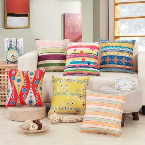 Colorful Flower Series Cushion Cover Simple Vintage Style Home Decor Cotton Linen Pillow Case 45x45cm Pillow Cover