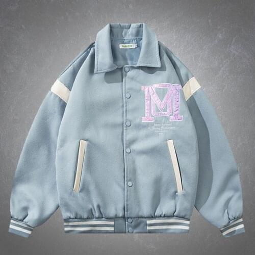 Streetwear Vintage Letter Embroidery Patchwork Baseball Bomber Jackets Mens Harajuku Casual Lapel Varsity Style Coats Unisex