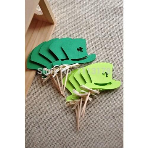 Leprechaun Hat Cupcake Toppers - St. Patricks Day picks Birthday Cupcake Topper, wedding party cake topper