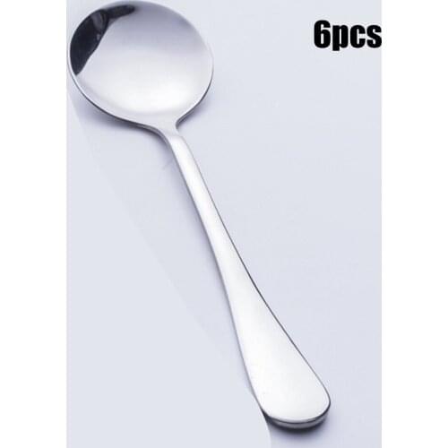 6Pcs Stainless Steel Spoon Long Handle Soup Spoon For Coffe Dessert Ice Cream Spoons Western Tableware Kitchen Accessories