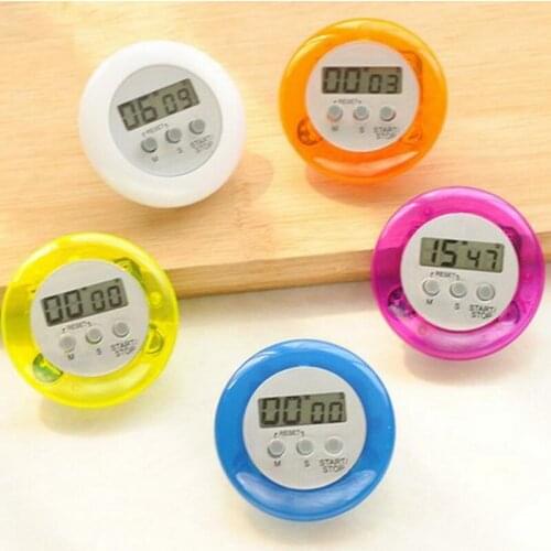 Mini Cute Round LCD Display Digital Alarm Kitchen Cooking Timers Countdown Tools With Clip Free Shipping LX8022