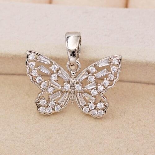 Trendy Butterfly Pendant Gold Copper Plated Waterdrop White Zirconia For Women Fashion Jewelry Accessories Party Wedding Gift