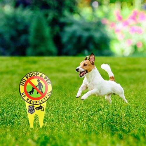 No Poop & Pee Sign With Stake Weather Resistant Double Sided No Poop Dog Sign For Yard Prevent Dog From Pooping And Peeing