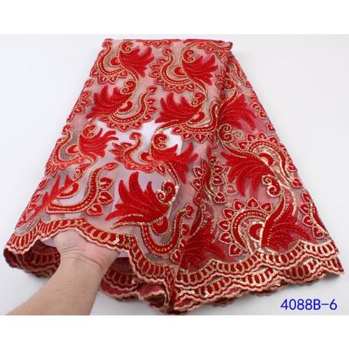 NI.AI Royal Blue Nigerian Tulle Lace French Sequins Fabric 2021 High Quality Embroidered African Net Laces Velvet Fabrics 4088B