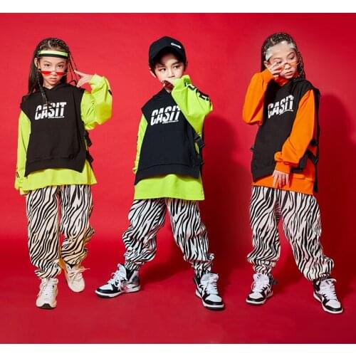 New Modern Dance Clothes Girls Boys Jazz Street Dance Costumes Loose Hip Hop Dancing Clothes Performance Rave Clothes DQS6211