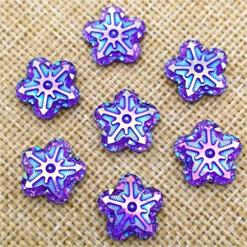 New 30PCS 14mm AB Resin Snow Flatback Rhinestone Scrapbook DIY Craft Appliques