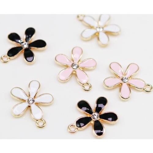 20PCS/Lot New Arrival Fashion Jewelry Charms Flower DIY Pendants Charms Oil Drop Metal Alloy Bracelet Charm 18*20mm