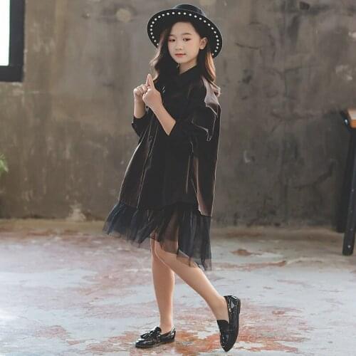 Girls Dress 2020 Autumn New Patchwork Mesh Dress Baby Princess Dress Childrens Fashionable Personality Shirt Dress Loose,#5316