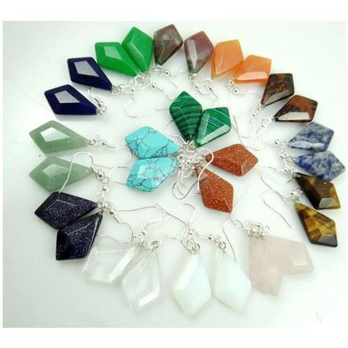 Natural stone Turquoises Quartz Crystal Opal tiger eye water drop earring pendant for diy Jewelry making earring Accessories