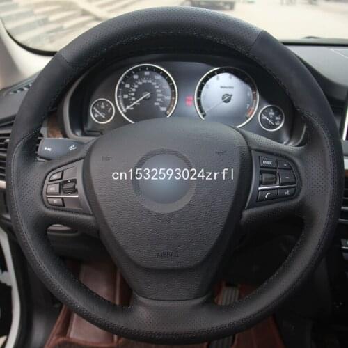 Hand sewing Black Leather Black Suede Car Steering Wheel Cover for BMW F25 X3 2011-2017 F15 X5 2014