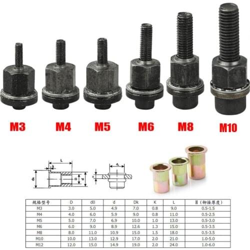 Hand Rivet Nut Gun Head nuts Simple installation Manual Riveter Rivnut Tool Accessory Parts for Nuts M3 M4 M5 M6 M8 M10