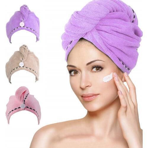 3PCS Assorted colors Super Absorbent Microfiber Hair Towel Turban Twist Head Wrap with Button for Women Girls Hair Fast Drying