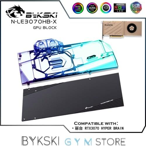 Bykski Graphics Video Card GPU Water Bock For Leadtek RTX3070 HYPER BRAIN VGA Liquid Water Cooler, 12V/5V RGB SYNC, N-LE3070HB-X