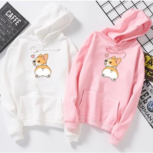 Autumn Cute Corgi Dog Women Sweatshirt Funny Animal Large Size Poleron Mujer Letter Printed Femme Cartoon Tops Hoodie Pullovers