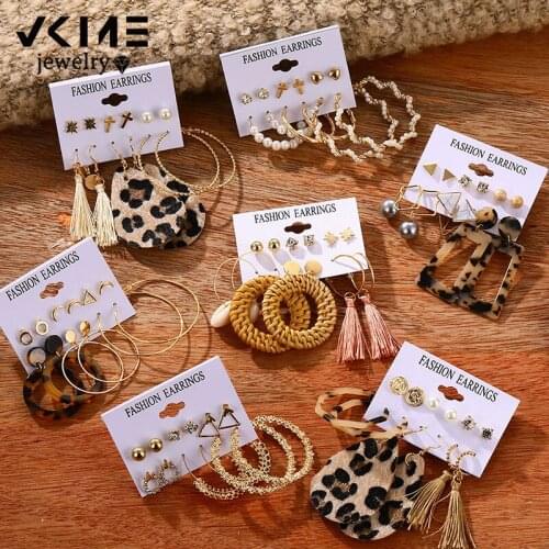 VKME Vintage Pearl Resin Tassel Earrings For Women Vintage Shell Drop Earrings Set Rattan Dangle Earring 2020 Brincos Jewelry
