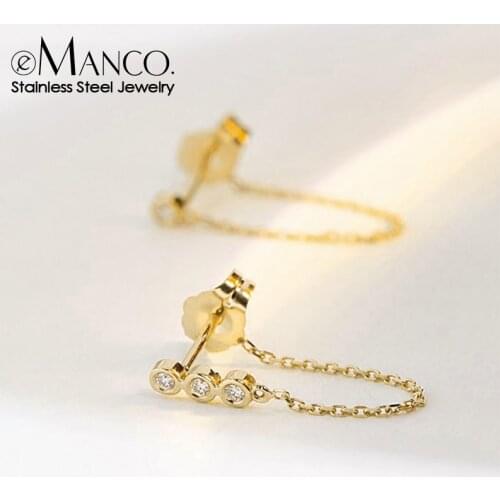 EManc Korean Aesthetic Earring Stainless Steel Earrings for women Drop Dangle Boho Earrings Women Fashion Jewelry 2020 Wholesale