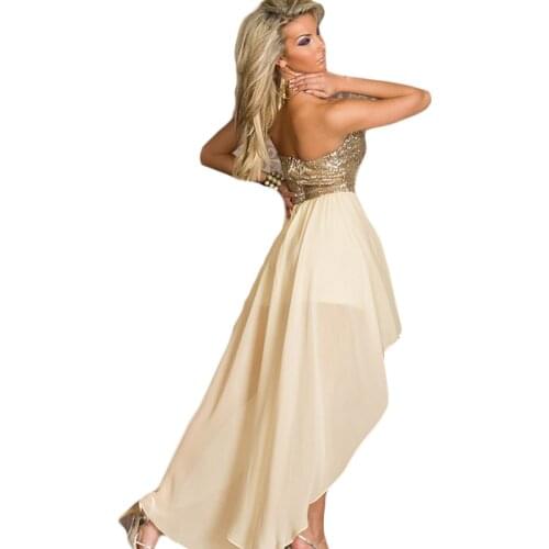 Chiffon Grace Prom Sexy Dress Empire Off the Should Chest Wrap Sequined Club Dress Irregular Tunique for WomenED96
