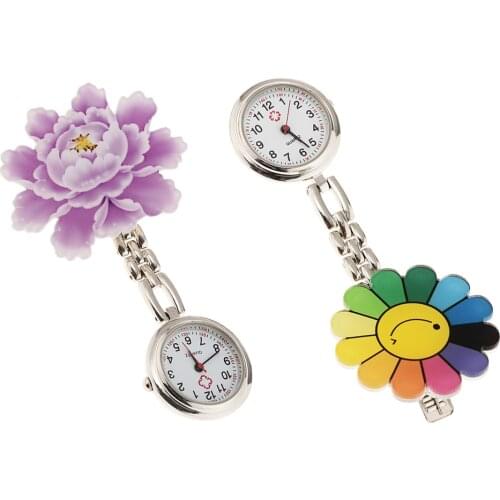 2Pcs Nurse Pocket Watch Women Paramedic Tunic Clip Brooch Doctor Fob Watches