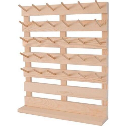 30-Spool Wood Thread Rack Foldable Spool Storage Rack Thread Organizer Wooden Holder Sewing Embroidery Stand Shelf Organizer