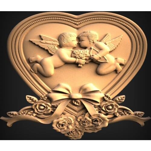3d Model Relief STL Heart Angel Baby for CNC Router 3D Printer Artcam Aspire Bas Relief _Home Decor " CNC file"