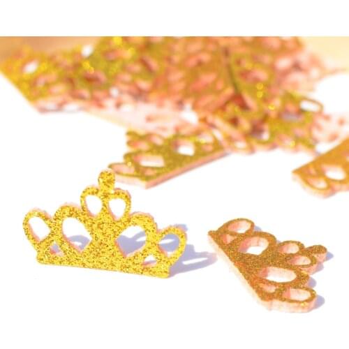 40Pcs Glitter Fabirc Padded Crown Appliques Glitter Gold Patches for Crafts Clothes DIY Hair Clips Decoration Accessories K28