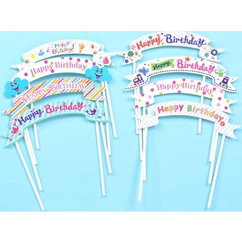 5pcs/set Mini Sizes Happy Birthday Cupcake Toppers Birthday Cake Topper Decorating Wedding Party Decorations Baby Shower Favors
