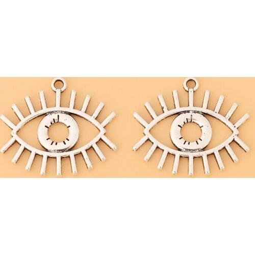 50pcs/Lot Tibetan Silver Egyptian Eye Of Horus Charms Pendants for Necklace Earring Jewelry Making Accessories