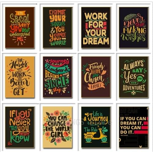 5D DIY Diamond Painting Text Art Motivational Quote Diamond Mosaic Vintage Landscape Art Embroidery Cross Stitch Home Decor Gift