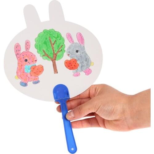 9pcs Cartoon Painting Fan DIY Toys For Children Animal Shape Color Graffiti Art Craft Toy Creative Drawing Kids Handmade