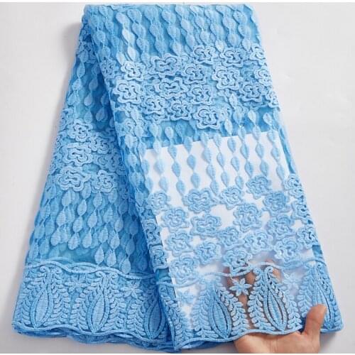 African Lace Fabric 2021 High Quality Lace French Sky Blue Squins Tulle Sewing Embroidery Fabrics Dresses For Women Party A 2562
