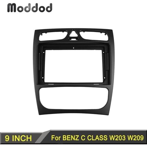 Car Radio Fascia for BENZ C CLASS W203 W209 2002-2006 9 INCH Stereo GPS DVD Player Panel Dash Refitting Installation Kit Frame