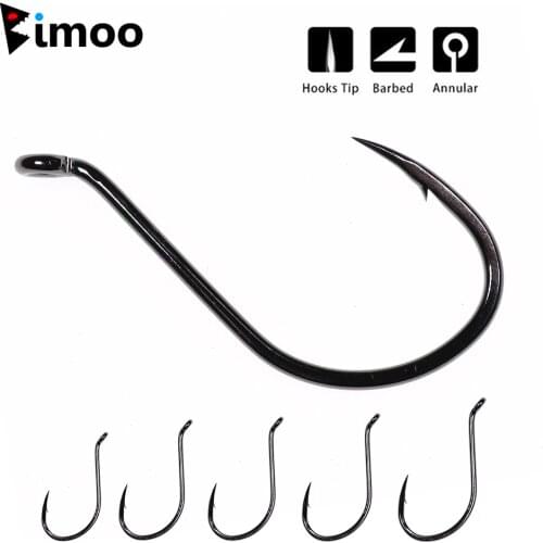 Bimoo 20pcs Offset Octopus Beak Hook High Carbon Steel Black Nickel Sea Fishing Hook 4/0 5/0 6/0 7/0 8/0