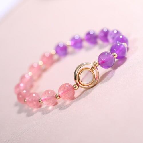 DAIMI Natural Strawberry Crystal Bracelet Copper Gilded Material For Women