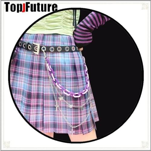 Lot style lolita girl women Rainbow Candy Color cross heart key Plastic Resin Chain Punk Hip-Hop Lanyard pants Waist Chain