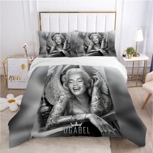 Skull Woman lady Duvet cover set 240x220 200x200 Bedding set Twin Queen King Double Bed linens Quilt cover Bedclothes ash