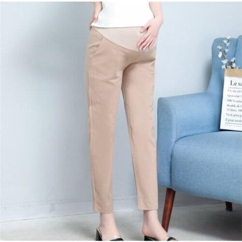 Maternity Nursing Pants Cotton Linen Nine-Point Trousers For Pregnancy Women Adjustable Waist Pants Plus Big Size M-5XL E0162