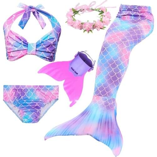 Mermaid Tails Cosplay Costumes Kids Girls The Tail of Mermaid Costumes Swimming Bathing Suit Dress With Flipper Monofin For Swim