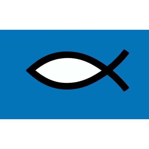 Jesus fish ichthys ichthus Flag Yehoy hanging 90*150cm Blue For Decoration