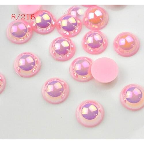 FLTMRH 50pcs 8mm AB half Round ABS Cheap SImitation Pearls White Beads Handmade DIY Bracelet Jewelry Accessories Making Wholes