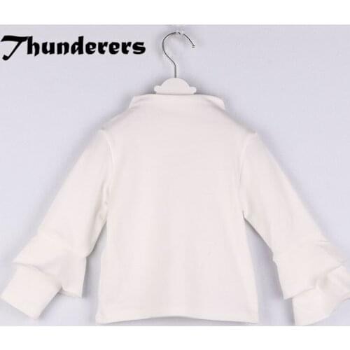 New childrens clothing girls white black high collar T-shirt bottoming shirt trend casual wear kids clothes