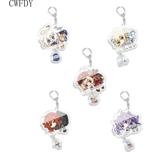2021 Hot Game Genshin Impact Keychain Tartaglia Zhongli Acrylic Keyring Pendant Accessories Christmas Gifts For Fans Jewelry