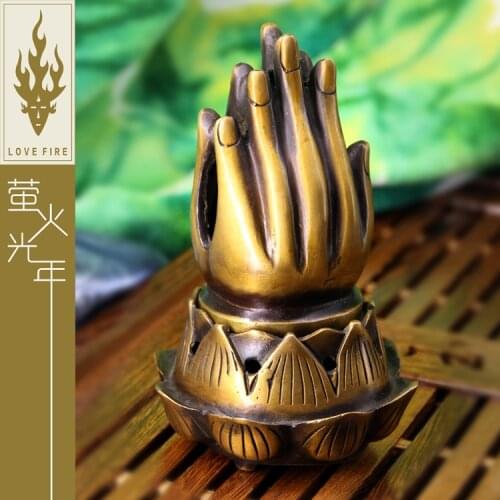 China ancient fine carving Buddha incense hand Incense burner